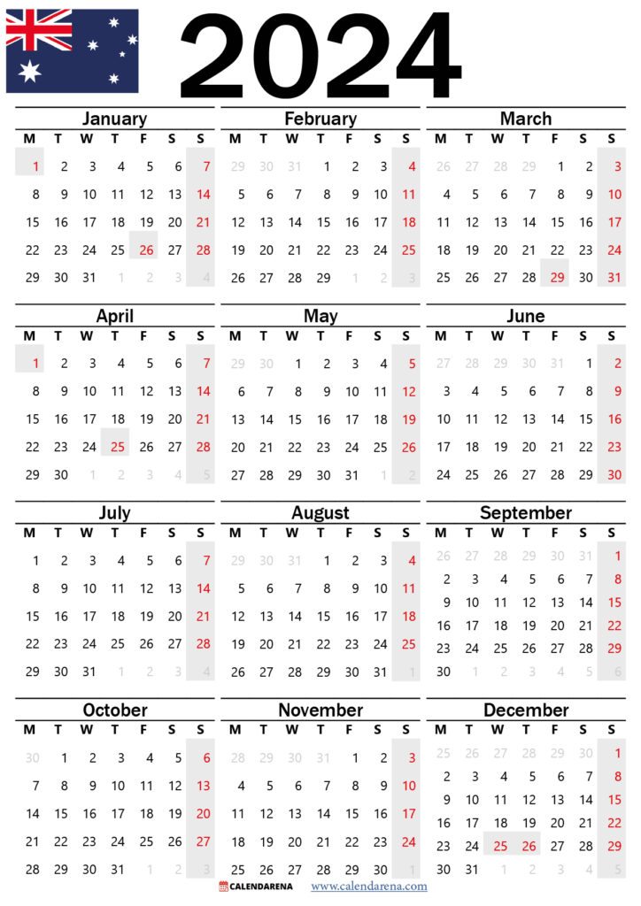 2024 18 Calendar Printable Australia 2024 CALENDAR PRINTABLE - Calendar With Week Numbers 2024 Australia