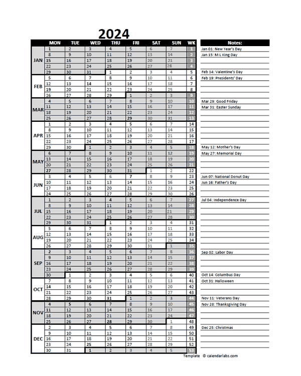 2024 Business Project Planning Calendar With Week Number Free  - 2024 Planning Calendar With Week Numbers