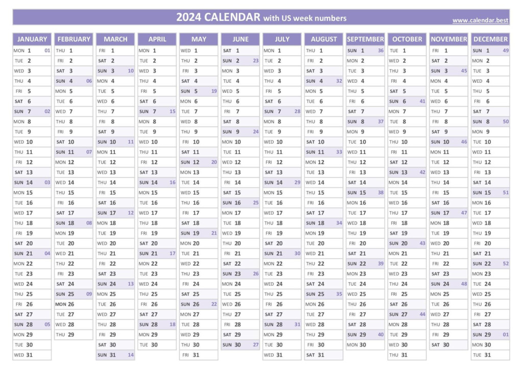 2024 Calendar By Week Numbers Pdf Becka Carmita - 2024 Weekly Calendar Week Numbers