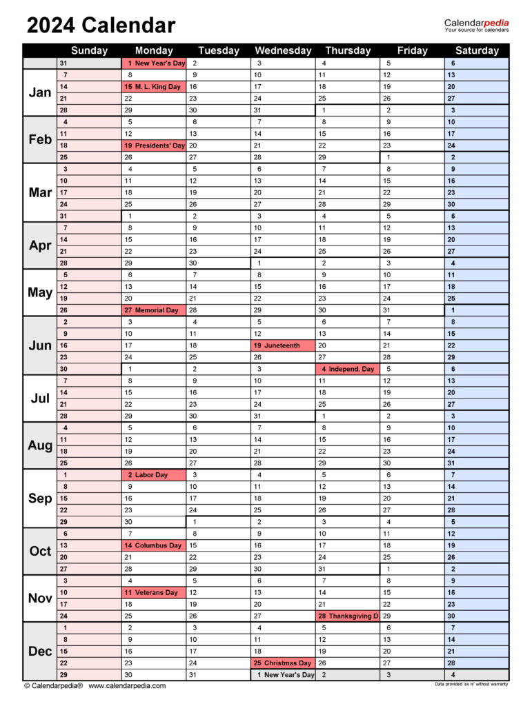 2024 Calendar Free Printable Word Templates Calendarpedia Images - 2024 Calendar Template Word With Week Numbers