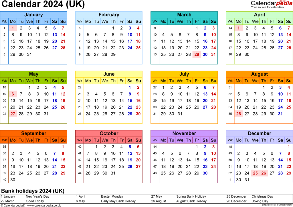 2024 Calendar Week Numbers Uk Printable Jewish Holidays 2024 Calendar - 2024 Uk Calendar With Week Numbers