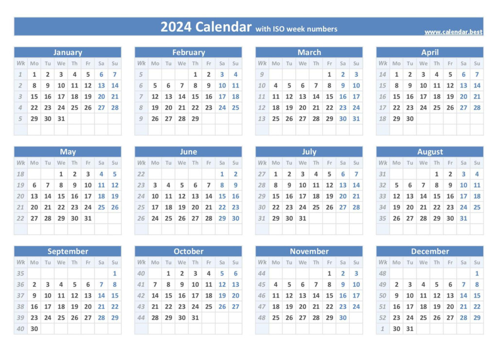 2024 Calendar Week Starting Monday Friday 2024 Erena Jacenta - 2024 Calendar With Week Numbers Epoch