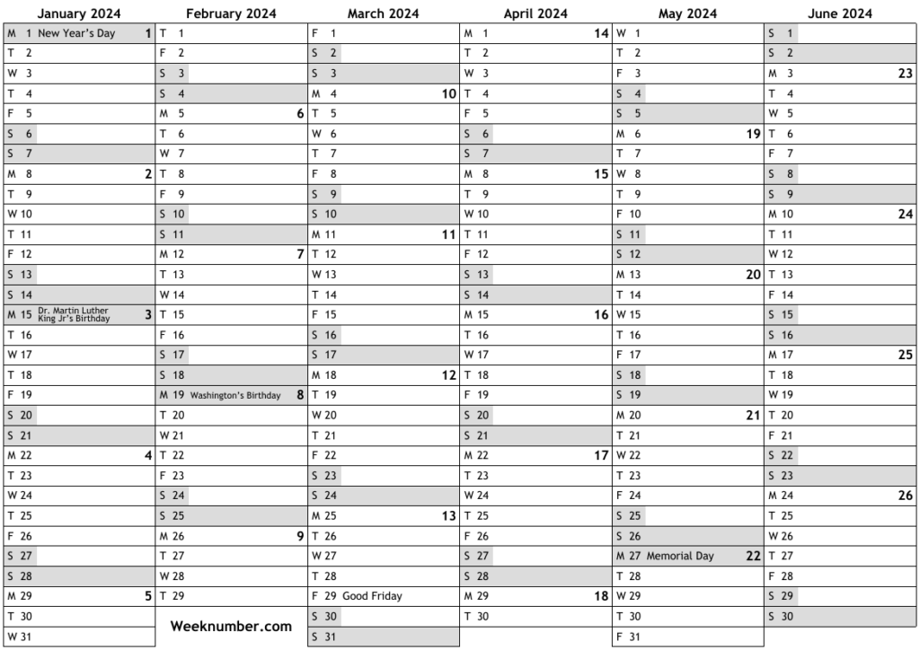 2024 Calendar With Week Numbers Printable LAUSD Academic Calendar  - Year Calendar 2024 2024 With Holidays And Week Numbers