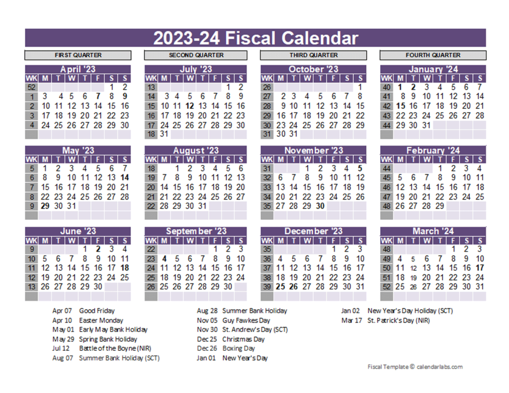 2024 Financial Year Calendar Uk Eddie Gwennie - Financial Year Calendar With Week Numbers 2024