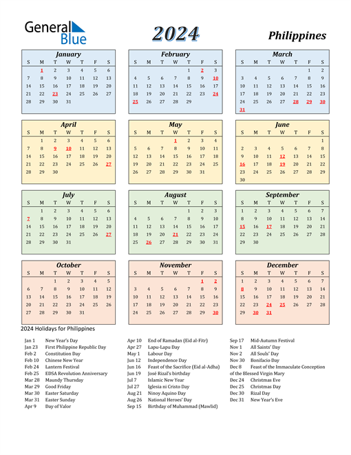 2024 Philippines Calendar With Holidays - Philippine Calendar 2024 With Week Numbers