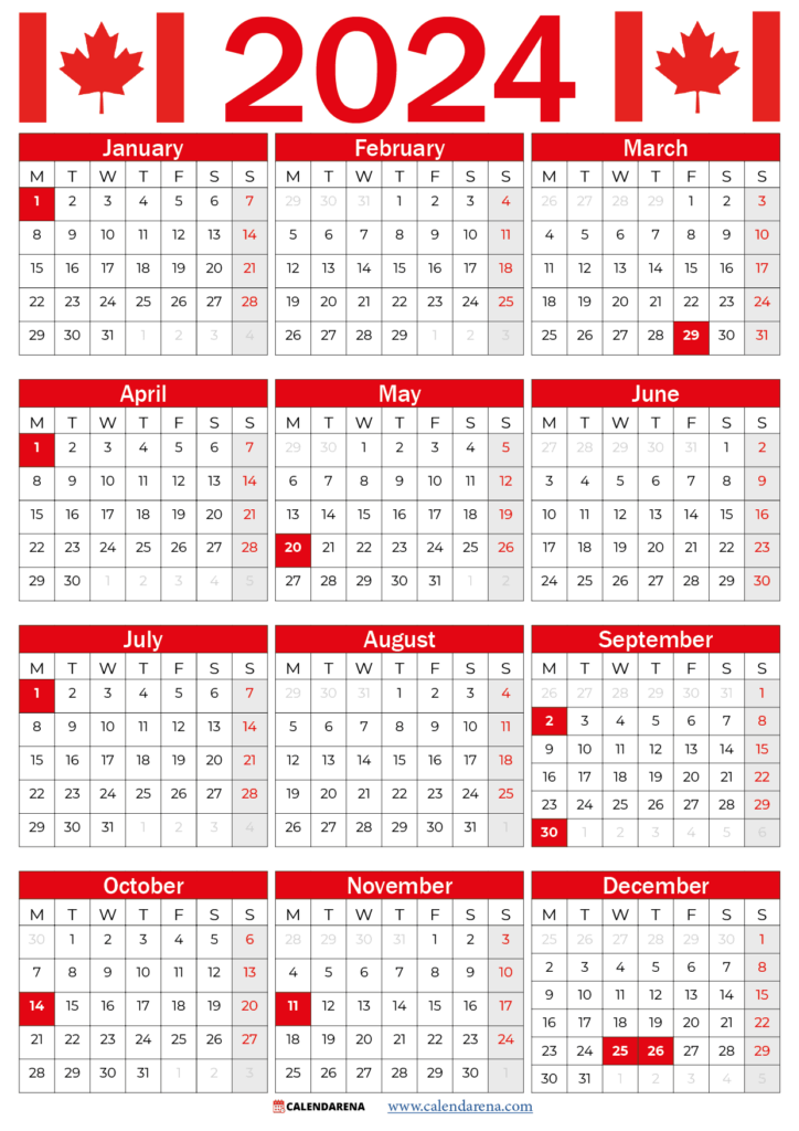 2024 Printable Calendar Canada 2022 Mandy Barbaraanne - Calendar 2024 Canada Week Numbers