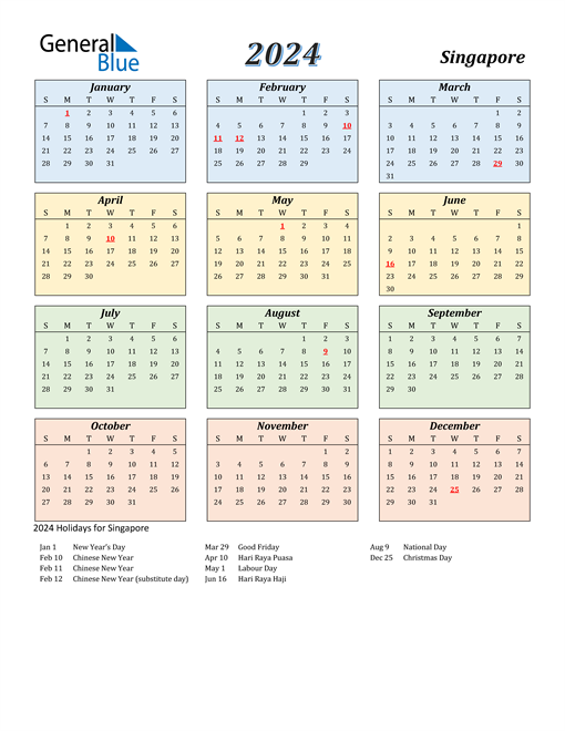 2024 Singapore Calendar With Holidays - 2024 Calendar With Week Numbers Singapore