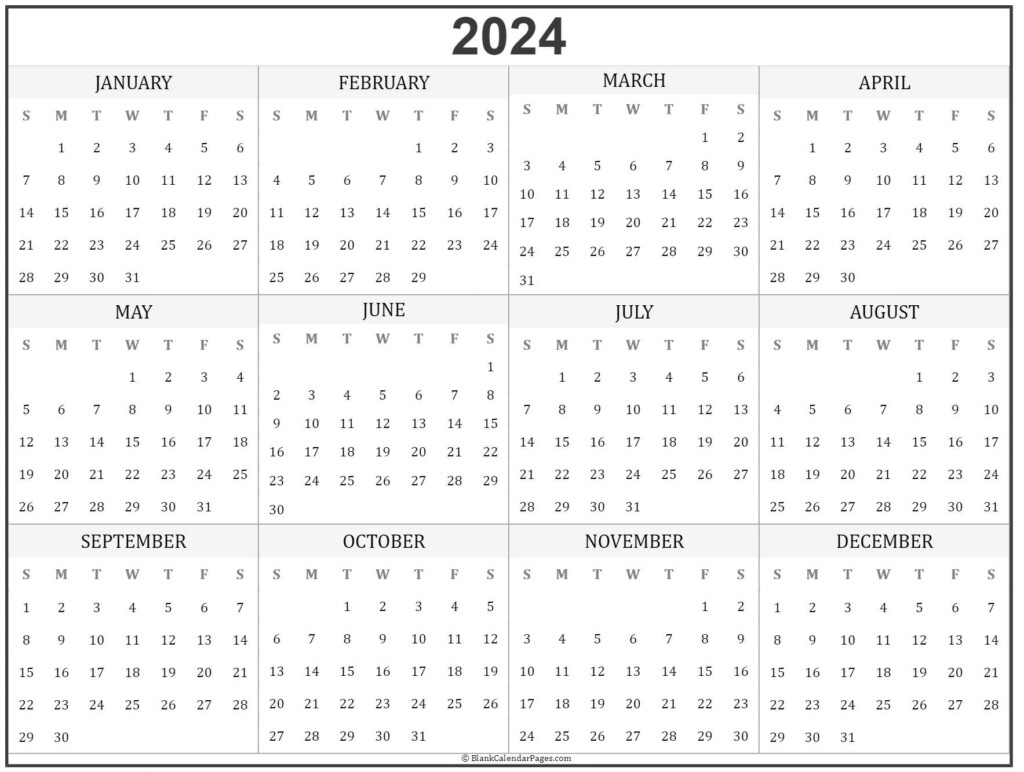 2024 Year Calendar Yearly Printable - Printable Yearly Calendar With Week Numbers 2024