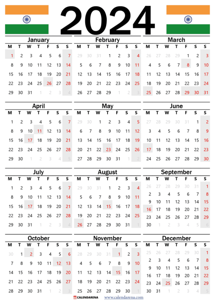 Calendar 2024 India With Holidays And Festivals - Indian Calendar 2024 With Week Numbers