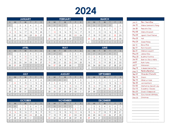 Calendar For 2024 India Printable 2024 CALENDAR PRINTABLE - 2024 Indian Calendar With Week Numbers Printable