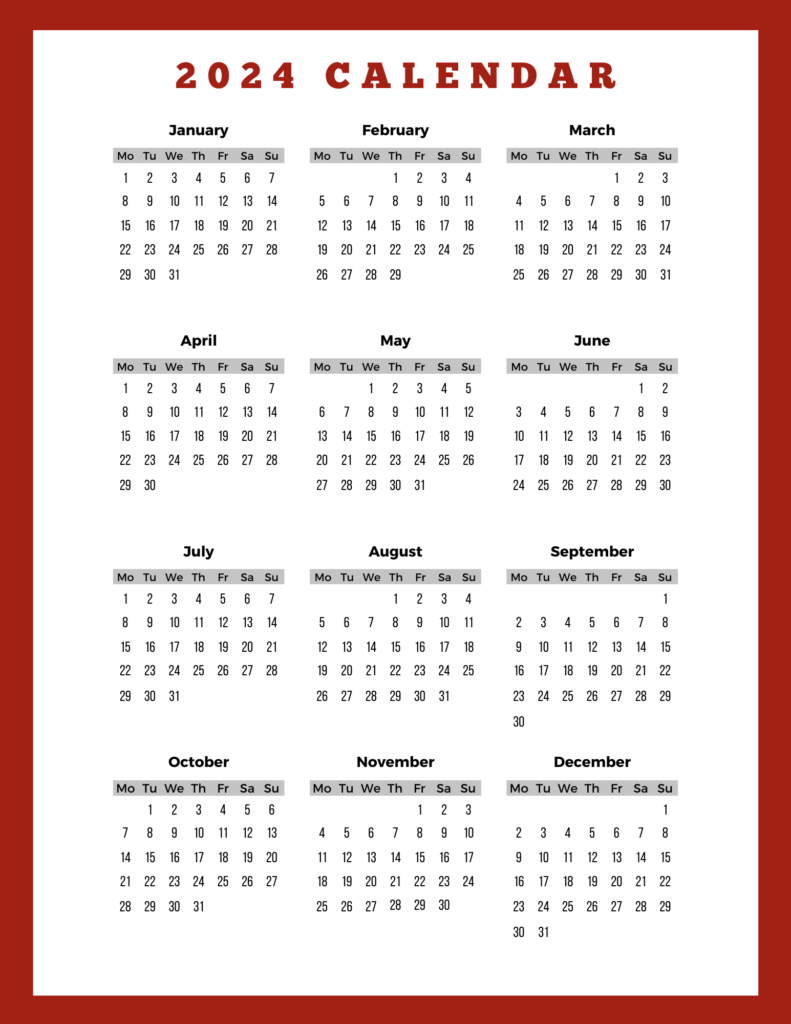 Calendar With Work Weeks 2024 Dulcy Glennis - 2024 Business Calendar With Week Numbers