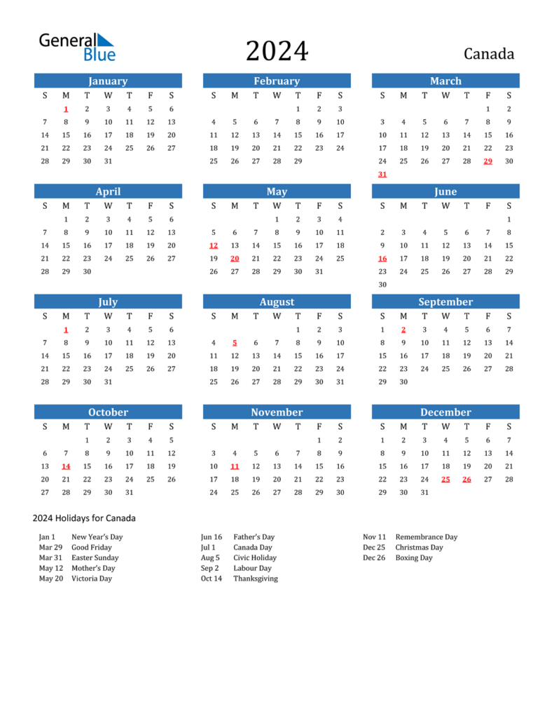 Canada Calendar 2024 With Holidays Kandy Mariska - 2024 Calendar With Week Numbers Printable Canada