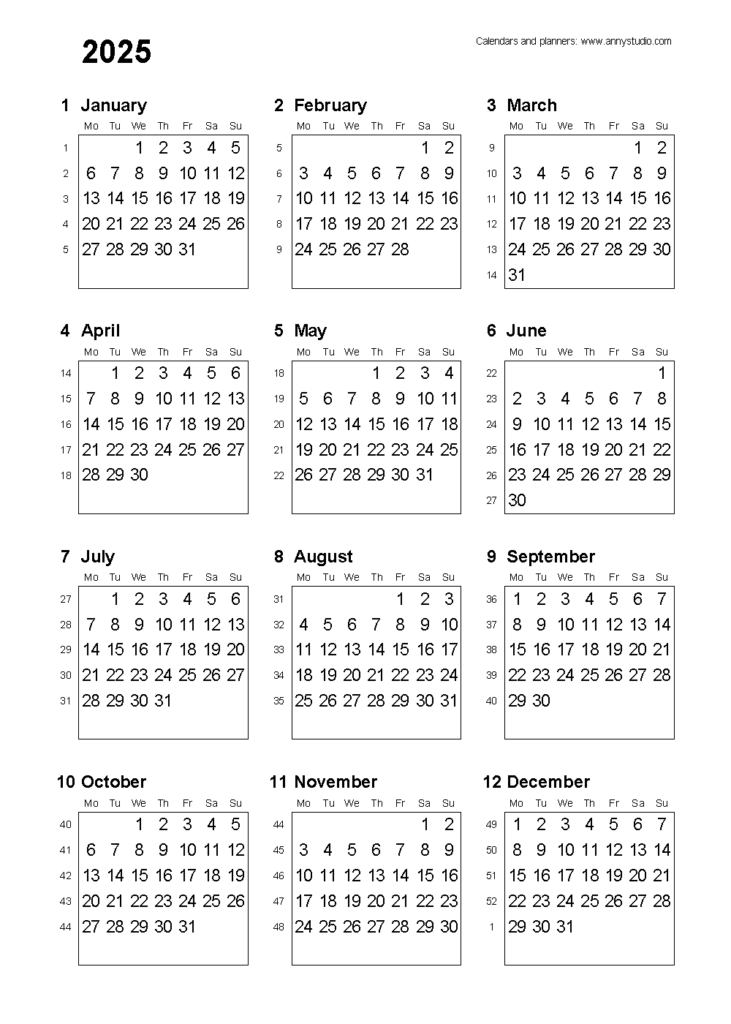 Free Printable Calendars And Planners 2024 2025 And 2026 54 OFF - 2024 And 2025 Calendar With Week Numbers