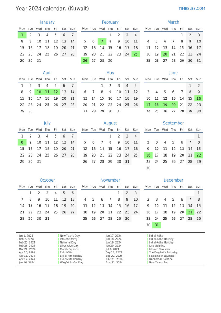 Holidays And Observances In Kuwait In 2030 Vrogue co - 2024 Calendar With Week Numbers Kuwait