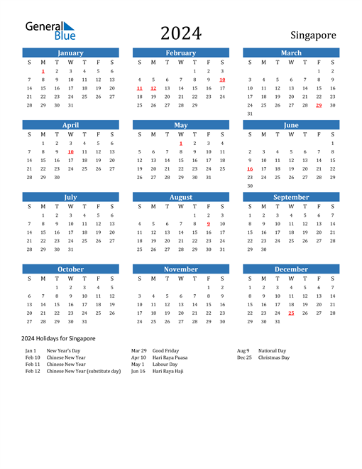 Printable 2024 Singapore Calendar Templates With Holidays 2024 Year  - 2024 Calendar Singapore With Week Numbers