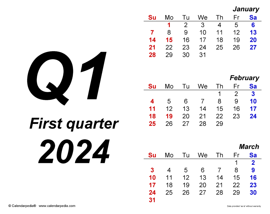 Quarterly Calendars 2024 Free Printable Excel Templates - Quarterly Calendar 2024 With Week Numbers