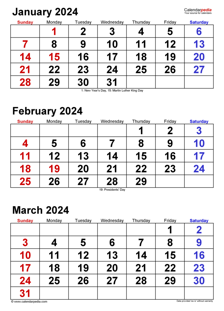 Quarterly Calendars 2024 Free Printable PDF Templates - Quarterly Calendar 2024 With Week Numbers