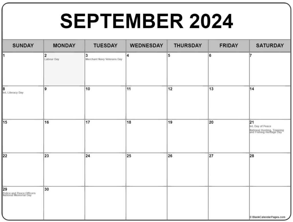 September 2024 Calendar With Holidays - Sept 2024 Calendar With Week Numbers