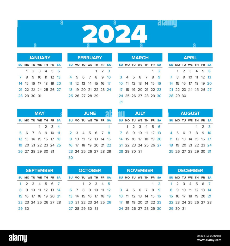 Simple Vector Calendar 2024 Weeks Start On Sunday Stock Vector Image  - Calendar With Week Numbers 2024 And 2024