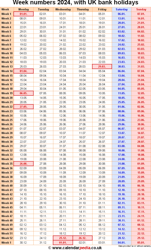 Week Numbers 2024 With Excel Word And PDF Templates - Calendar 2024 Per Week Numbers