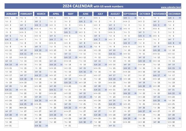 Week Numbers For 2024 List And Calendar Calendar best - Calendar Year 2024 Week Numbers