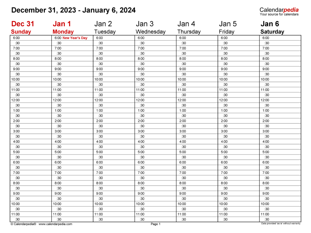 Weekly Calendars 2024 For Excel 12 Free Printable Templates - Calendar 2024 With Time Slots Calendar With Weeks Numbers