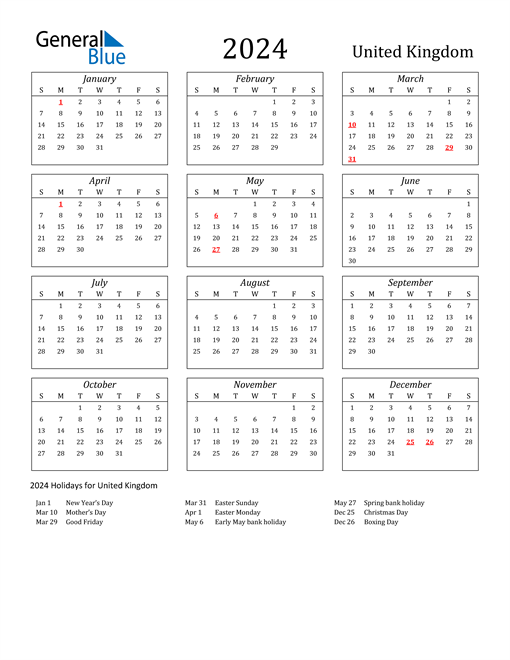 Yearly Calendar With Bank Holidays 2024 Emmye Melodie - Calendar 2024 With Bank Holidays And Week Numbers