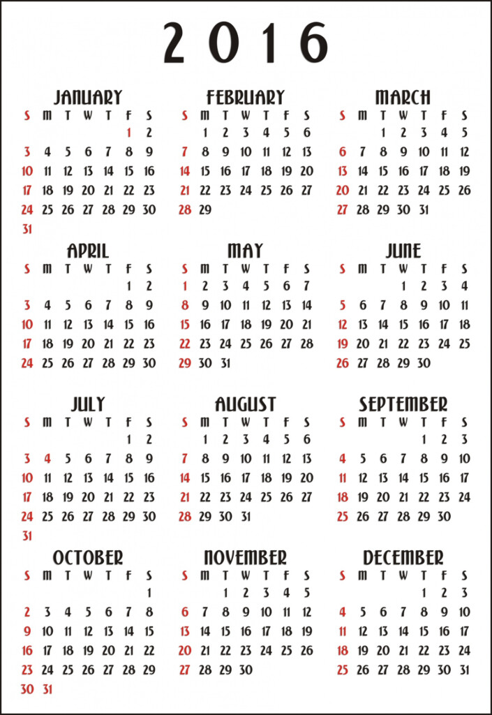 12 Month Calendar 2016 Vertical Free Stock Photo Public Domain Pictures - 12 Month Calendar 2016 With Week Numbers