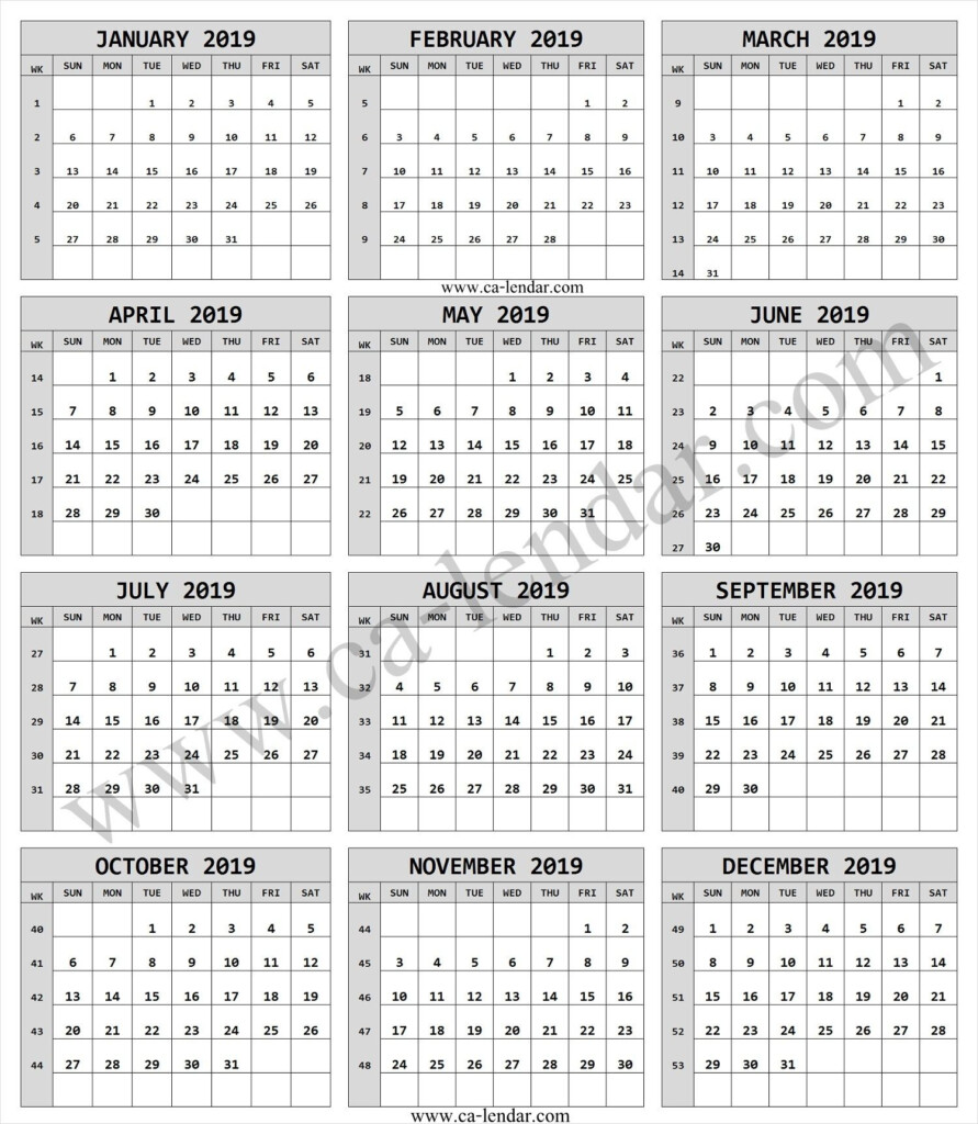 20 2019 Week Numbers Free Download Printable Calendar Templates  - Weekly Calendar With Week Numbers 2019