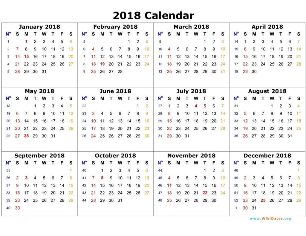 20 Calendar Week 2018 Free Download Printable Calendar Templates  - 2018 Year Calendar With Week Numbers