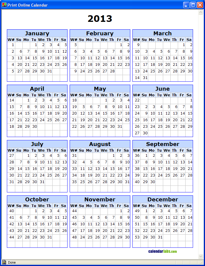 2013 Calendar With Week Numbers New Calendar Template Site - 2013 Calendar Numbered Weeks