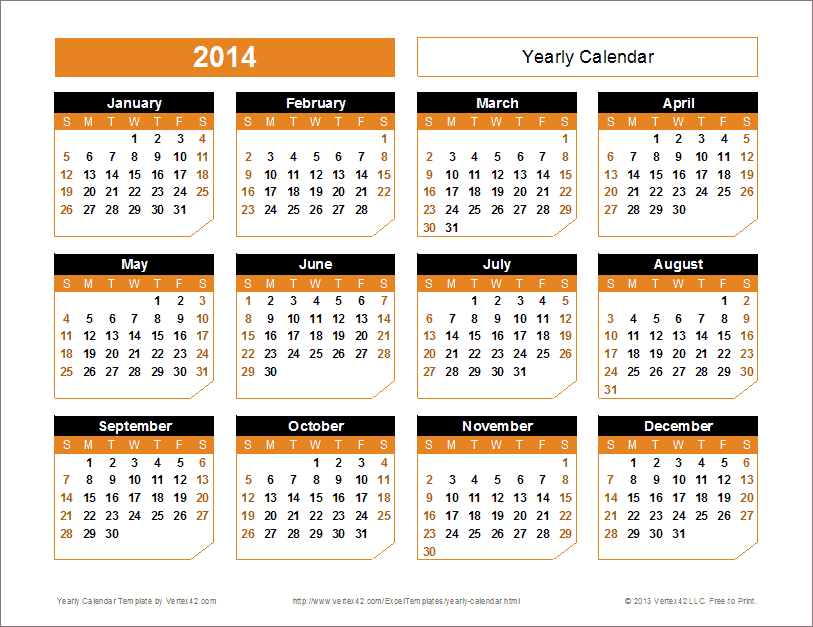 2014 Calendar Templates And Images Monthly And Yearly - 2014 Yearly Calendar With Week Numbers