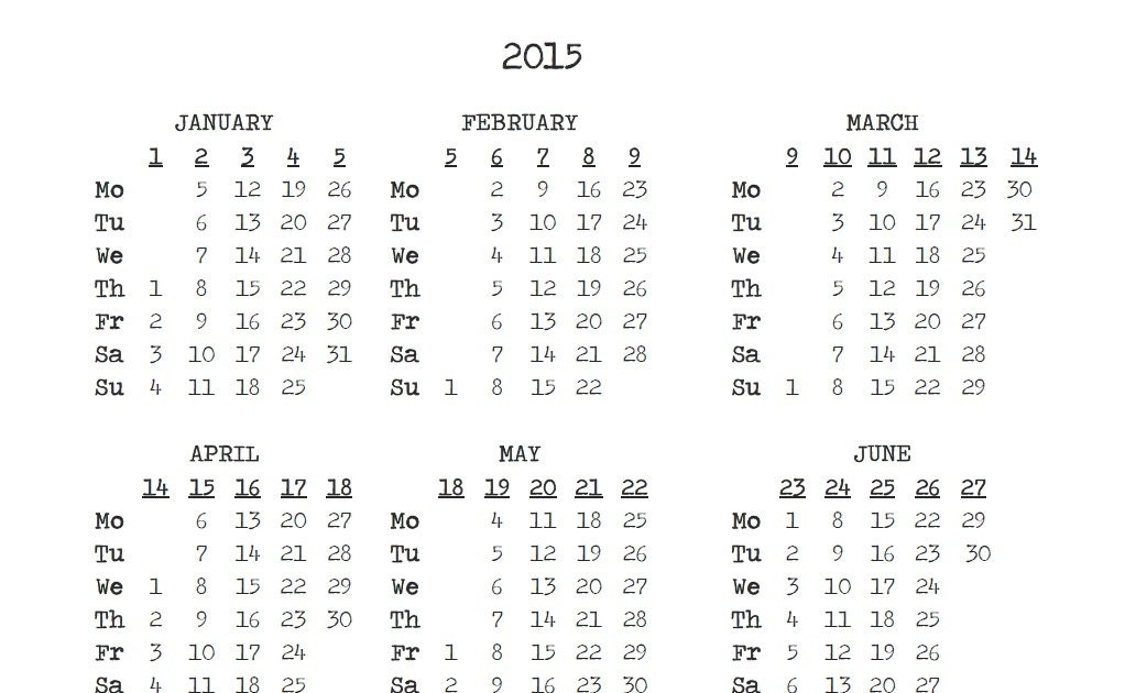 2015 Calendar By Week Number - 2015 Calendar With Week Numbers Excel