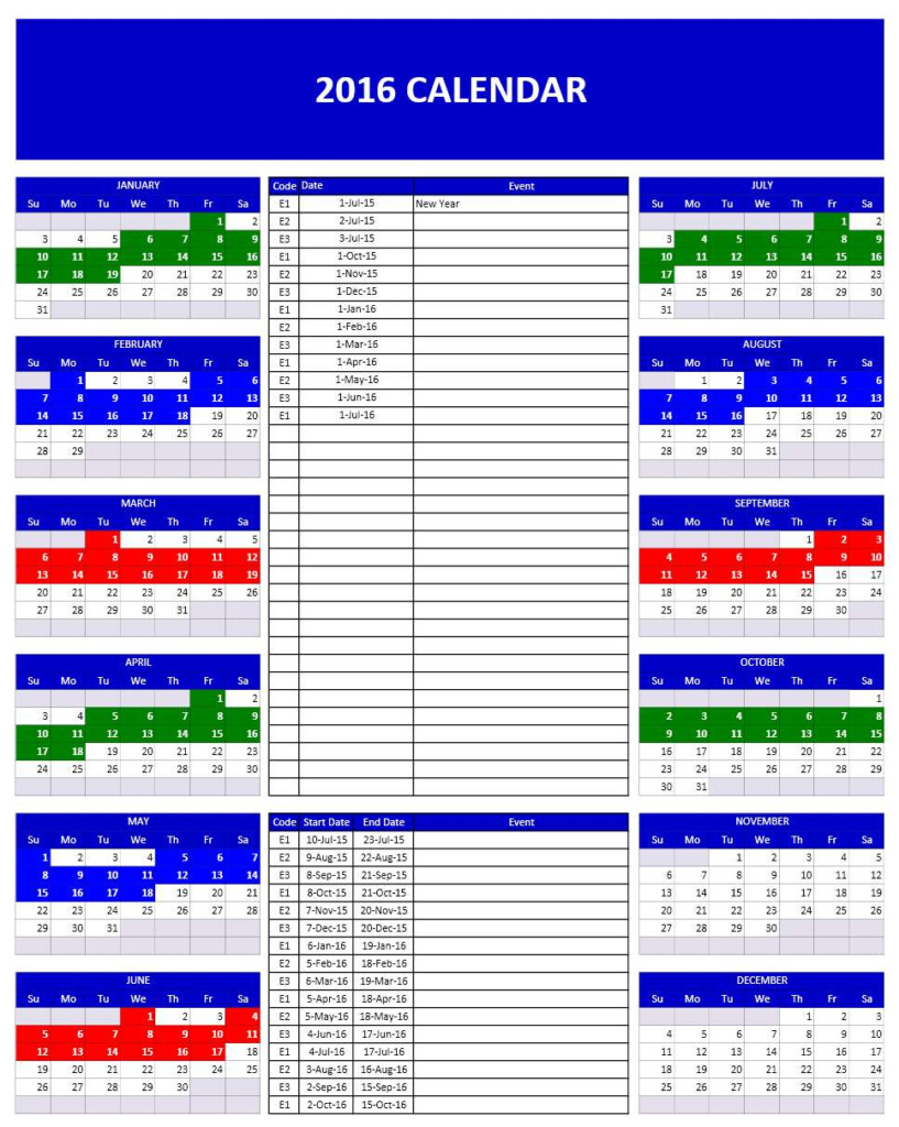 2016 Calendar Microsoft Excel Template Moonqery - 2016 Calendar Excel With Week Numbers