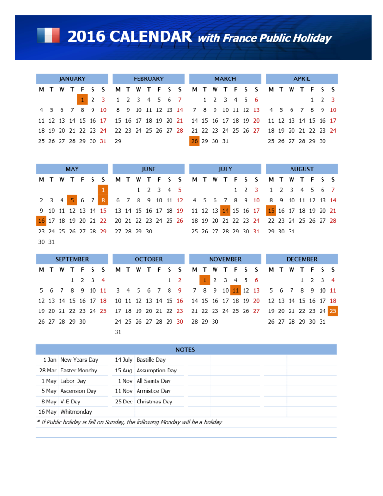 2016 Printable Calendar With European Holidays - European Calendar 2016 With Week Numbers