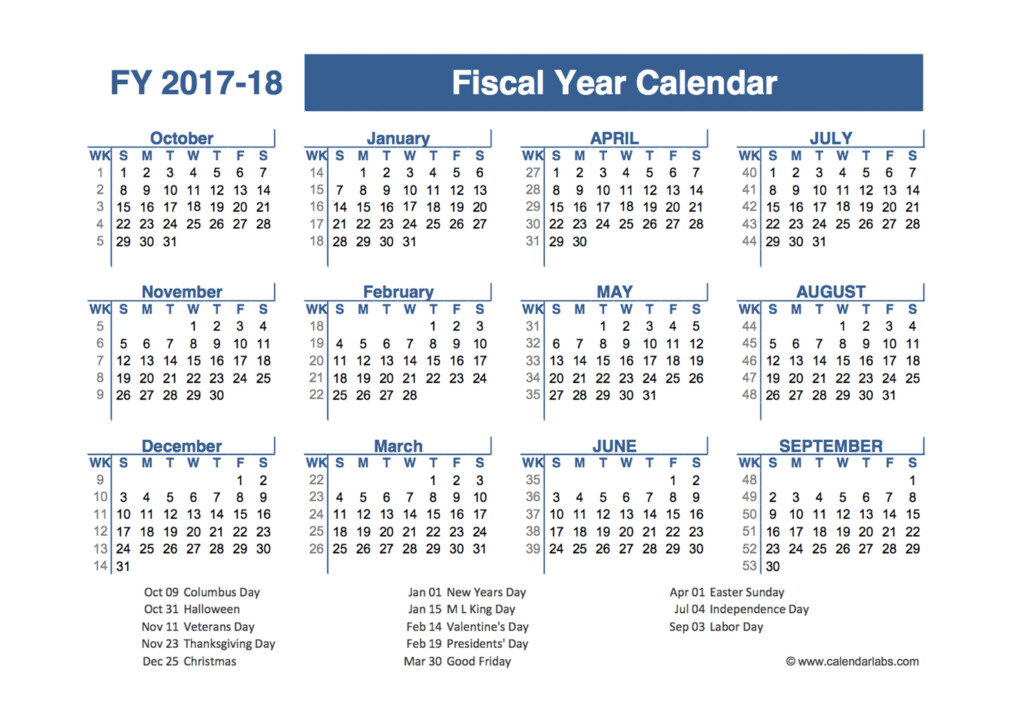 2017 2018 Fiscal Planner US Free Printable Templates - Fiscal Calendar Week Numbers 2017