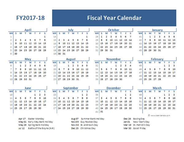 2017 Fiscal Year Calendar Template UK Free Printable Templates - 2017 Fiscal Year Calendar With Week Numbers