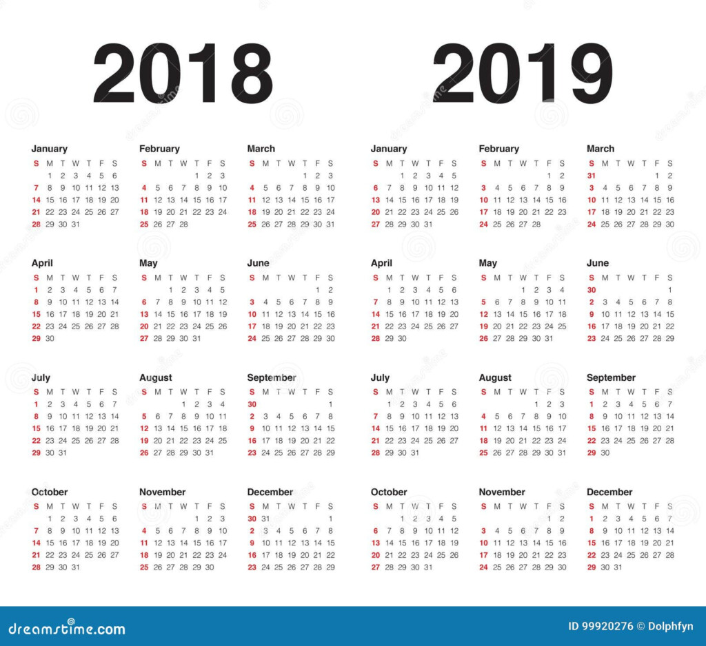 2018 2019 Calendar Template HQ Printable Documents - Year Calendar 2018 2019 With Holidays And Week Numbers