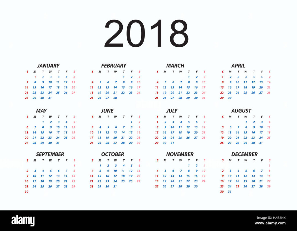 2018 Calendar Stock Photo Alamy - 20018 Calendar With Week Numbers