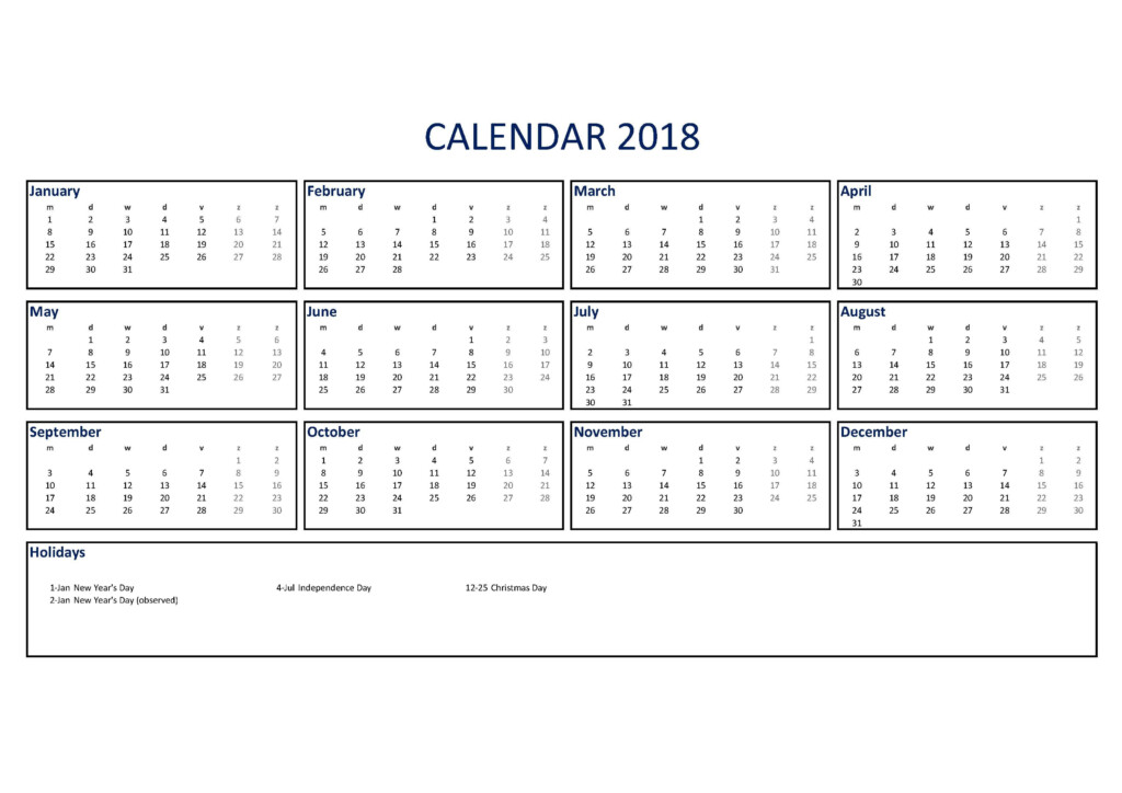 2018 Kalender Excel A3 Formaat Templates At Allbusinesstemplates - 2018 Calendar Excel Templates With Week Numbers