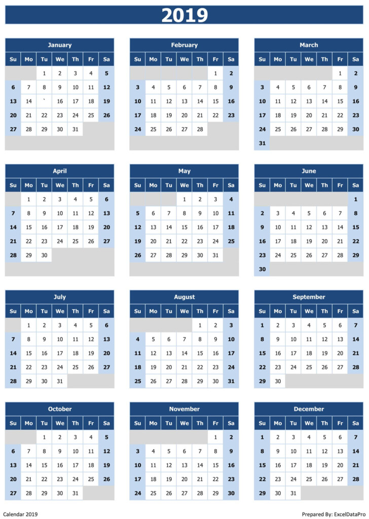 2019 Calendar Excel Templates Printable PDFs Images ExcelDataPro - 2019 Calendar Template Excel With Week Numbers