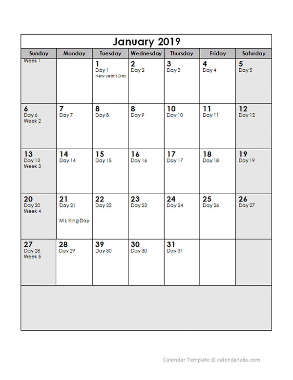 2019 Calendar With Julian Dates Free Printable Templates - 2019 Julian Calendar With Week Numbers