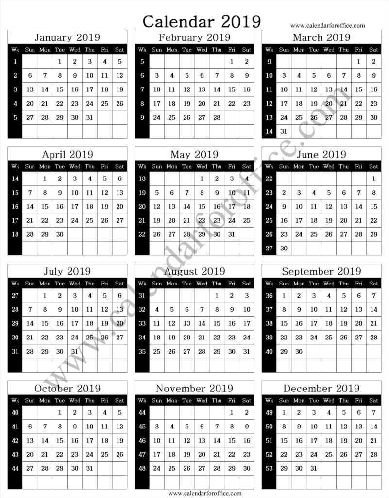 2019 Calendar With Week Numbers Free Download Printable Calendar  - 2019 Calendar Week Numbers