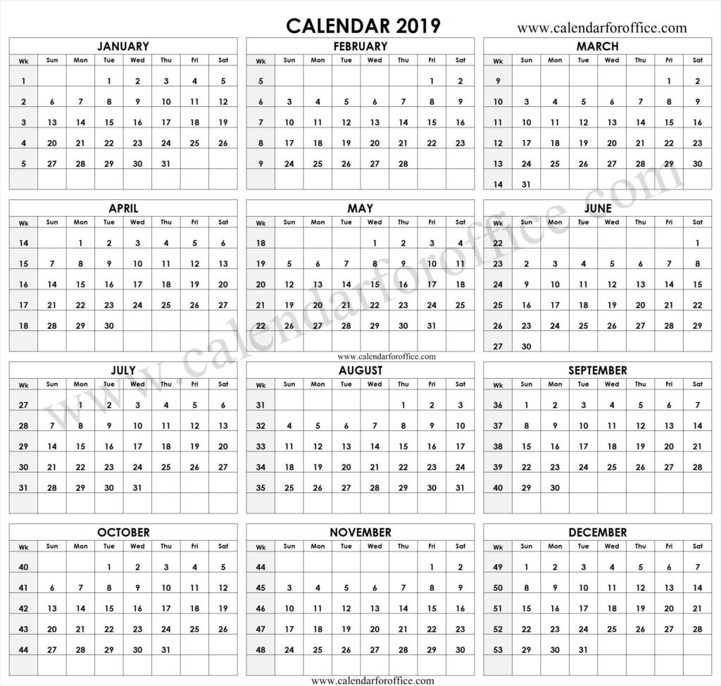 2019 Calendar With Week Numbers Free Download Printable Calendar  - 2019 Calendar Week Numbers