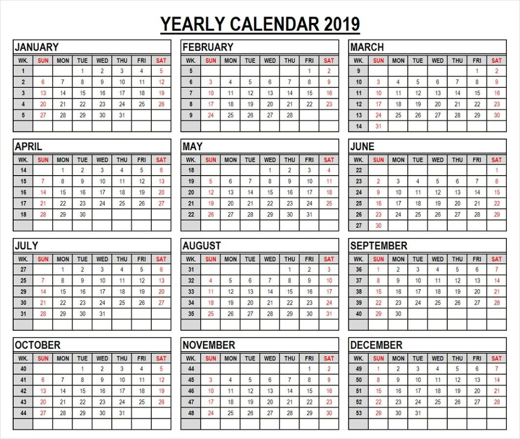 2019 Calendar With Week Numbers Free Download Printable Calendar  - Calendar With Numbered Weeks 2019