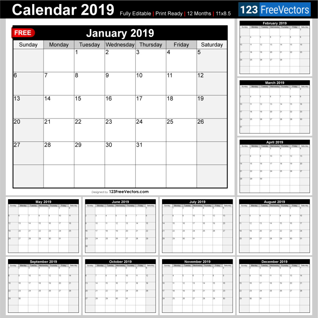 2019 Calendar With Week Numbers Printable - 2019 Calendar Printable With Week Numbers