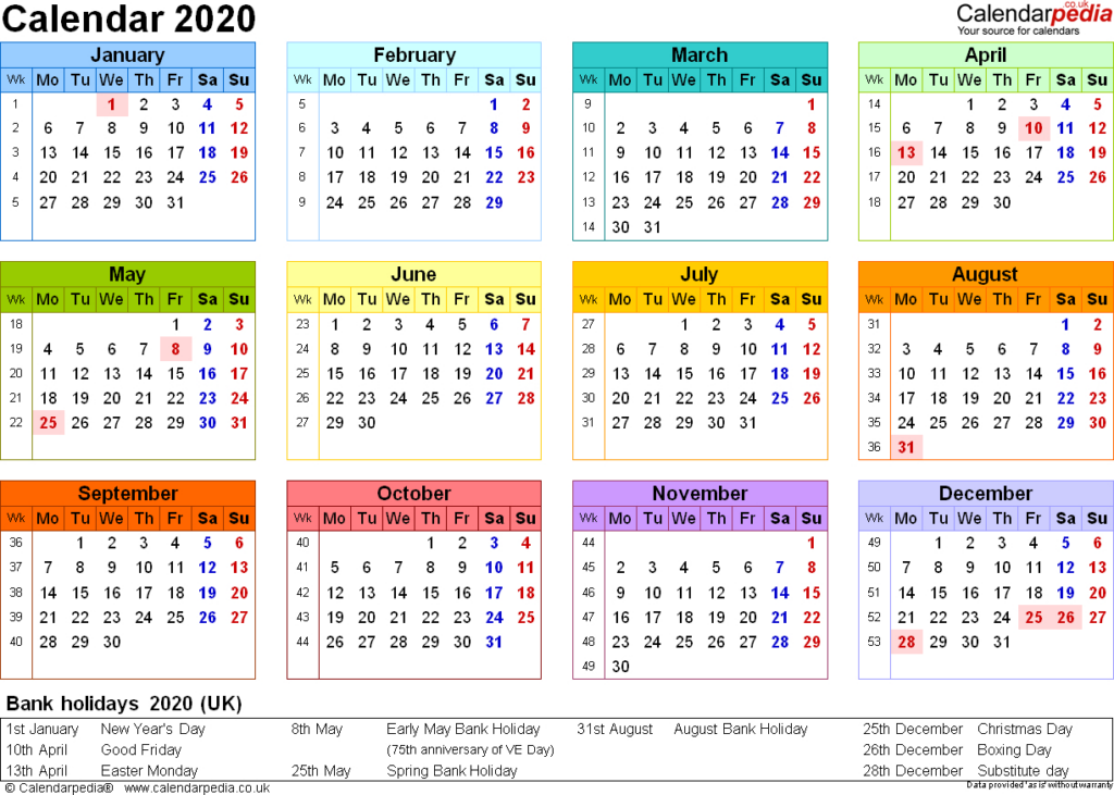 2020 Printable Calendar With Week Numbers Uk Example Calendar Printable - Calendar 2020 Week Numbers Uk