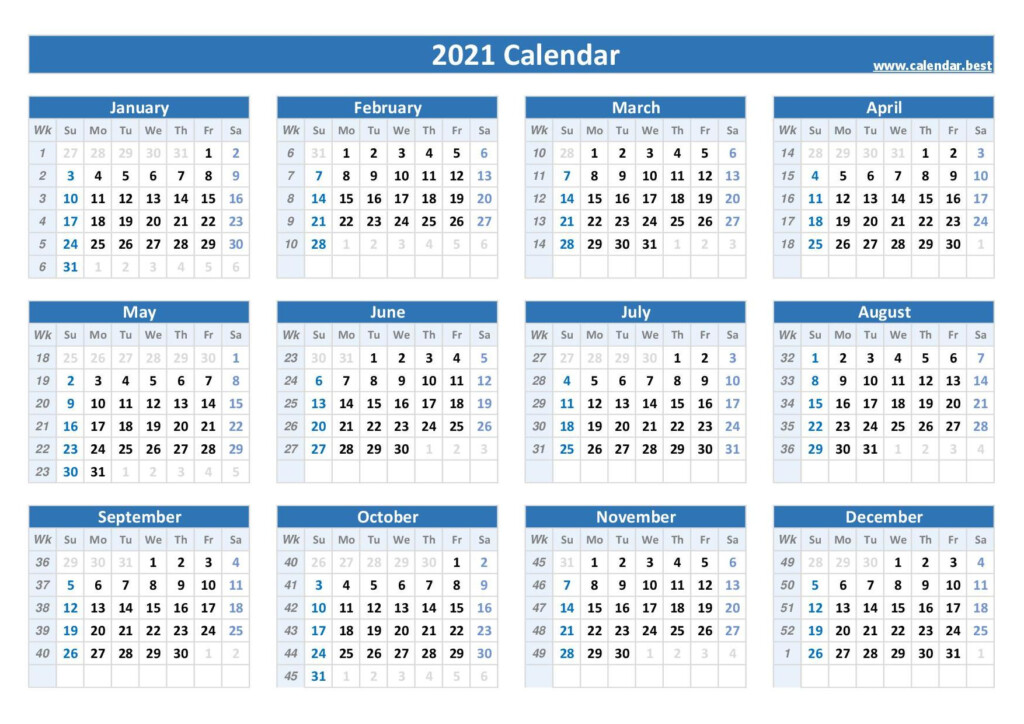 2021 Calendar With Week Numbers Customize And Print - Calendar By Week Numbers