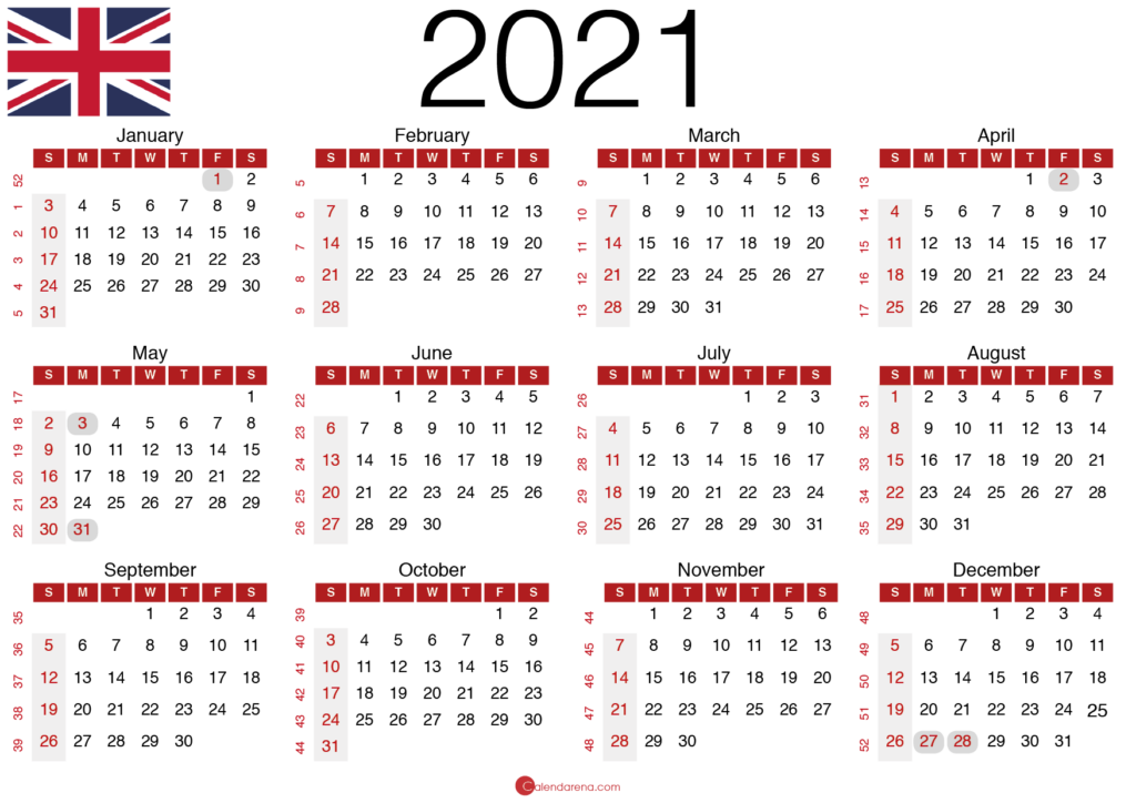 2021 Calendar With Week Numbers Printable Calendar 2023 - Uk Calendar With Week Numbers