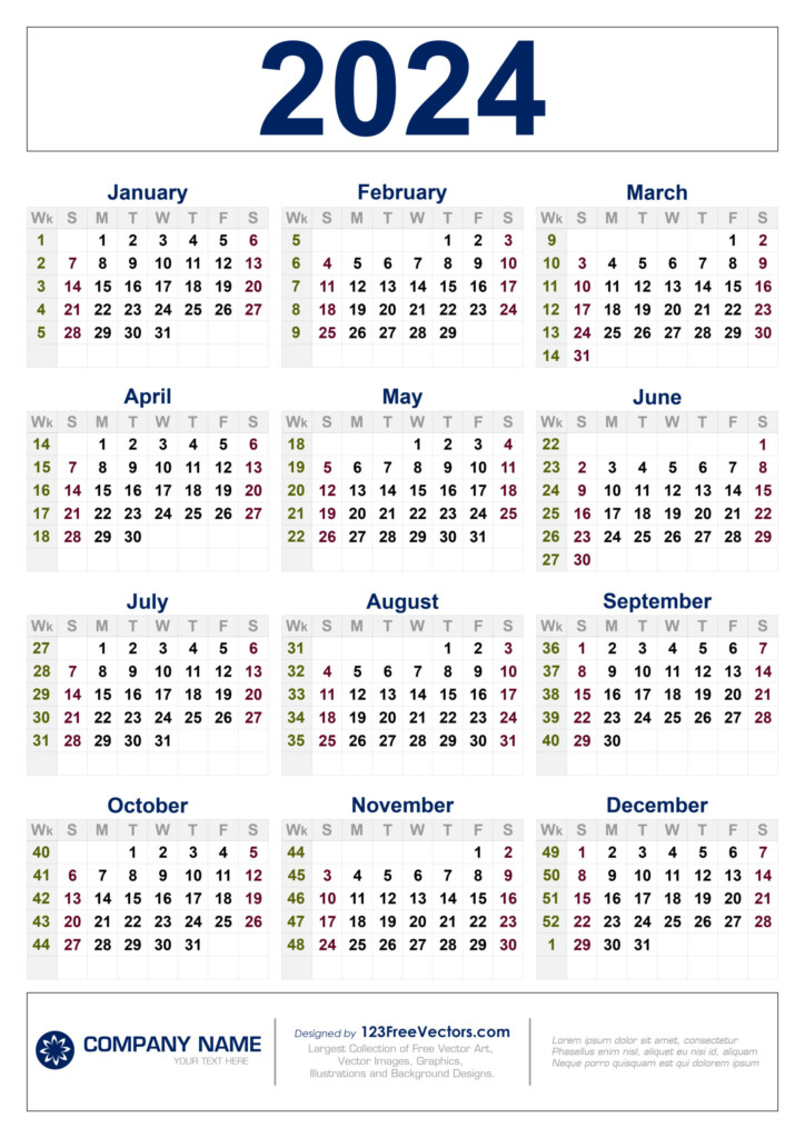 2024 Calendar With Week Numbers Printable PDF Calendar 2024  - 2024 Calendar With Week Numbers Printable Pdf